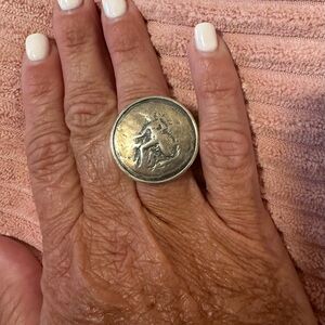 Silpada RETIRED Sterling Silver Large Distressed Oxidized Coin Ring. Size 9